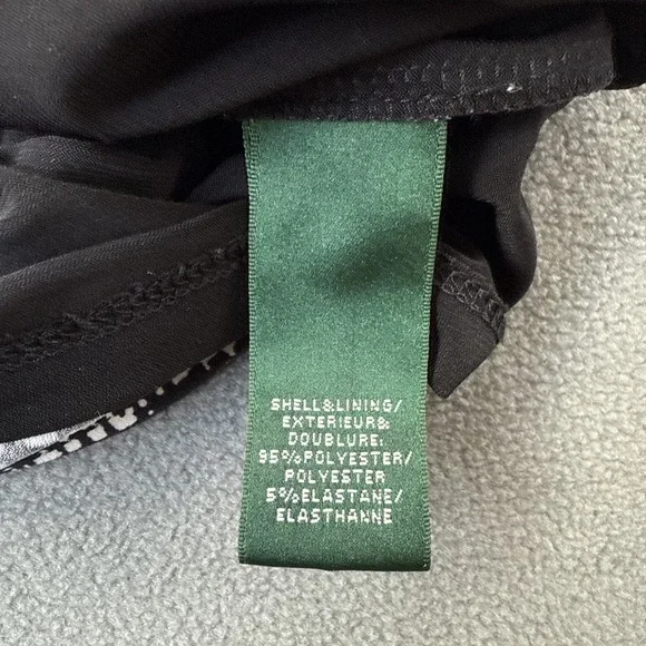 Lauren Ralph Lauren Dress Womens 12 Black White Sheath Stretch 3/4 Sleeve Career - Picture 9 of 13